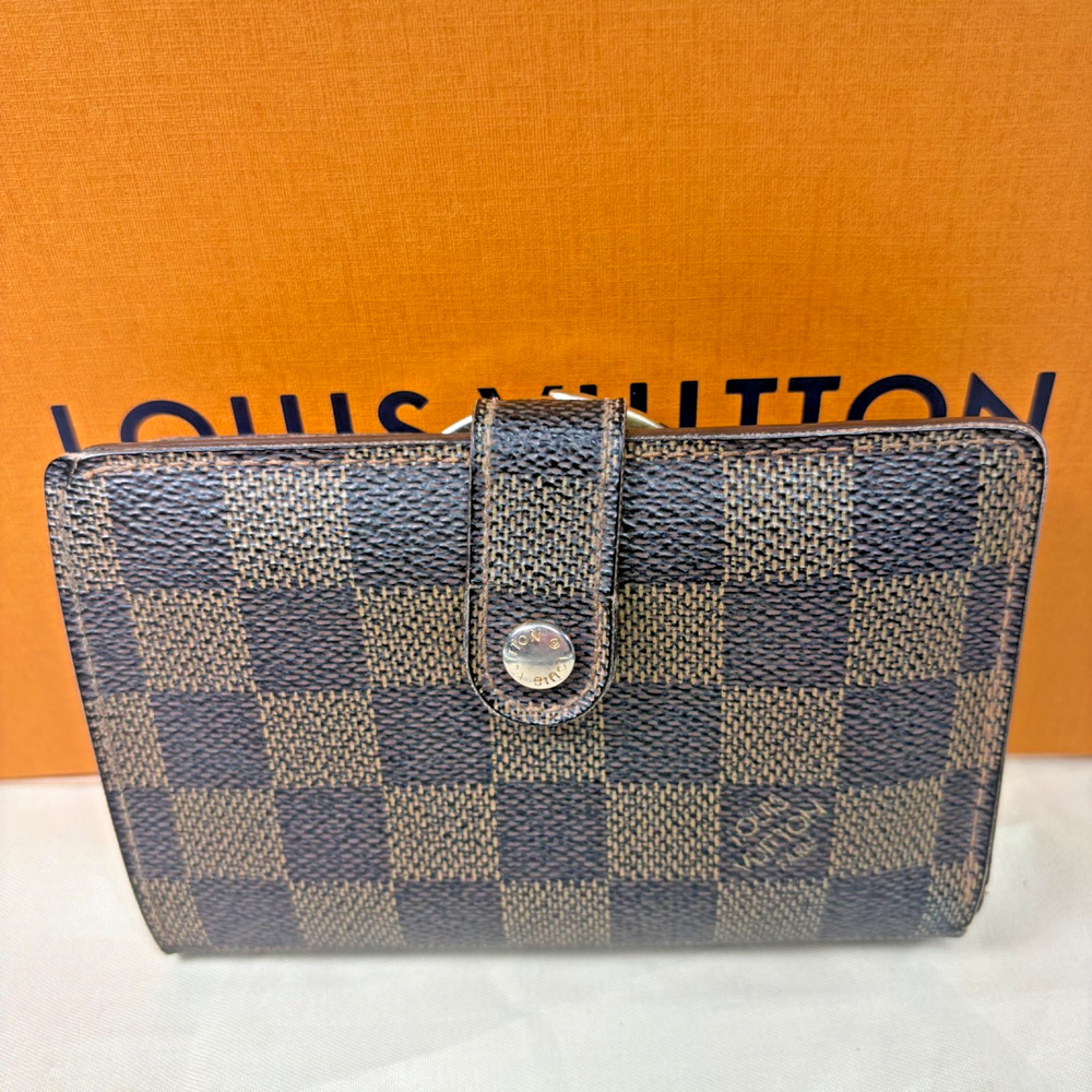 Louis Vuitton LV Damier Ebene Portefeuille Viennois French Kisslock Wallet Brown - Picture 10 of 16